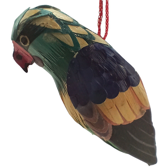 Handcrafted Wheat Straw Bird Ornament – Colorful Songbird Hanging Decor Folk Art - Picture 6 of 8